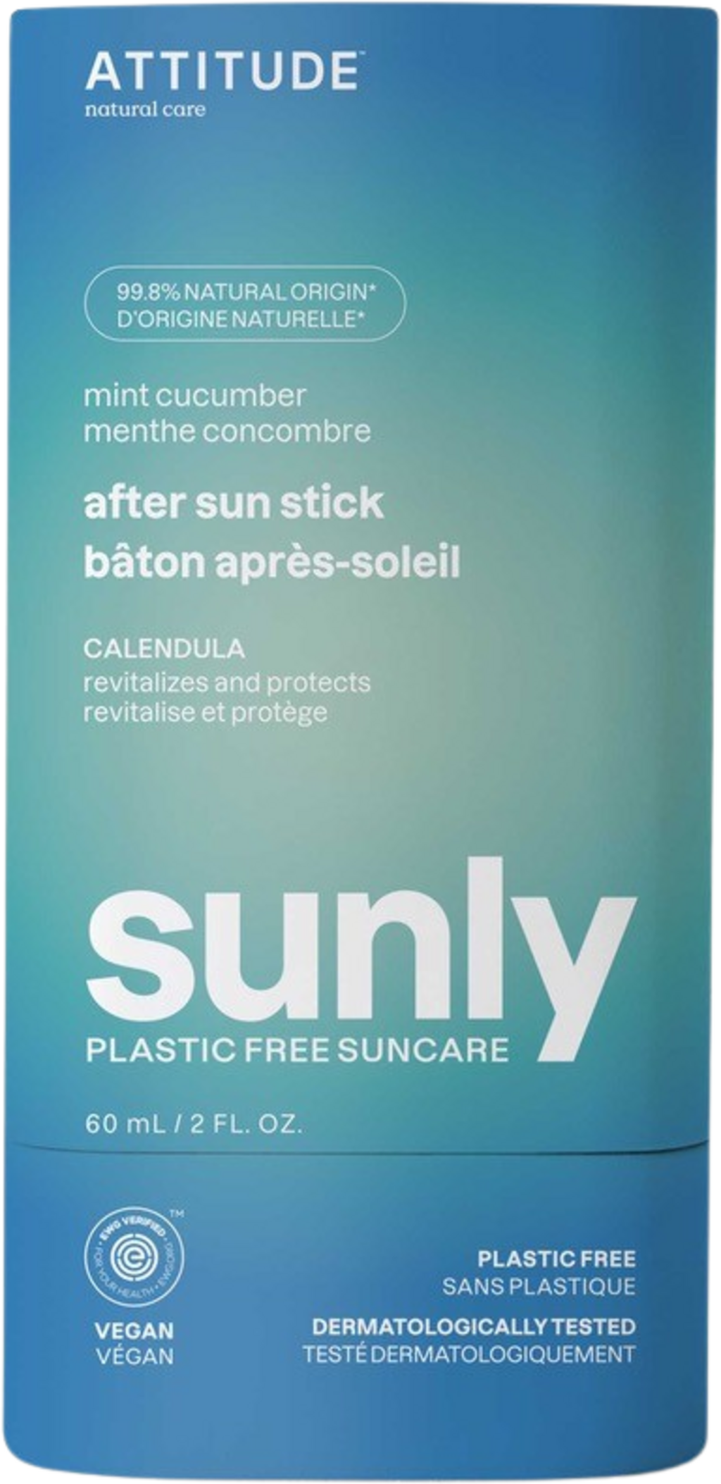 ATTITUDE  Sunly After Sun Stick Mint & Cucumber, 60 ml