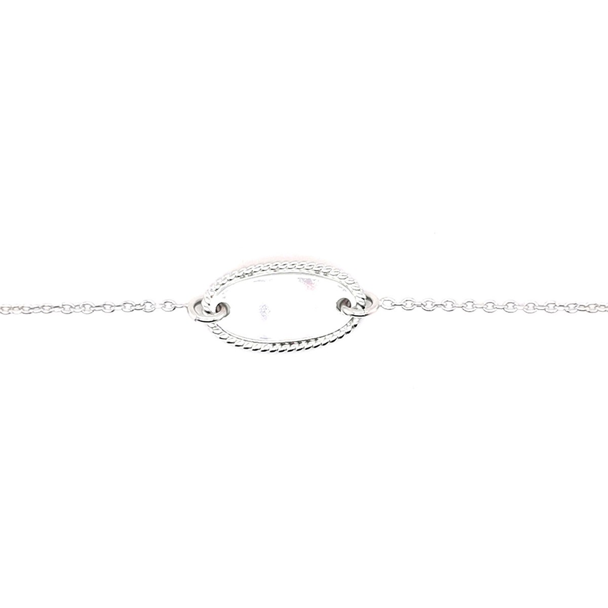 Bracelet Saunier identité argent plaque ovale