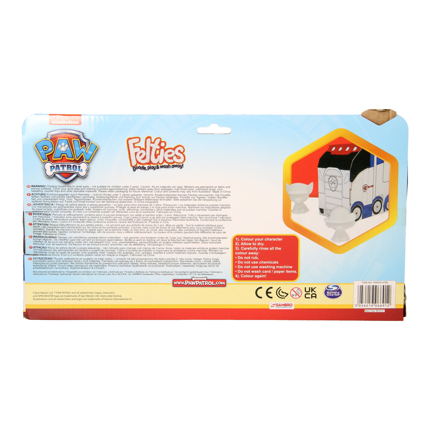 Felties PAW Patroller met Chase & Marshall Kleurset Afwasbaar