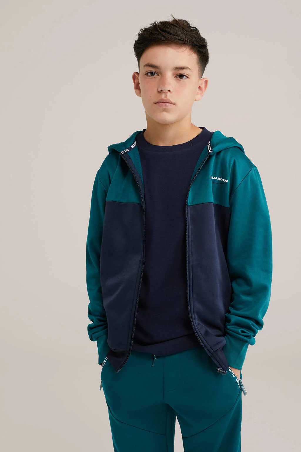 WE Fashion Bad Boys sweatvest donkergroen