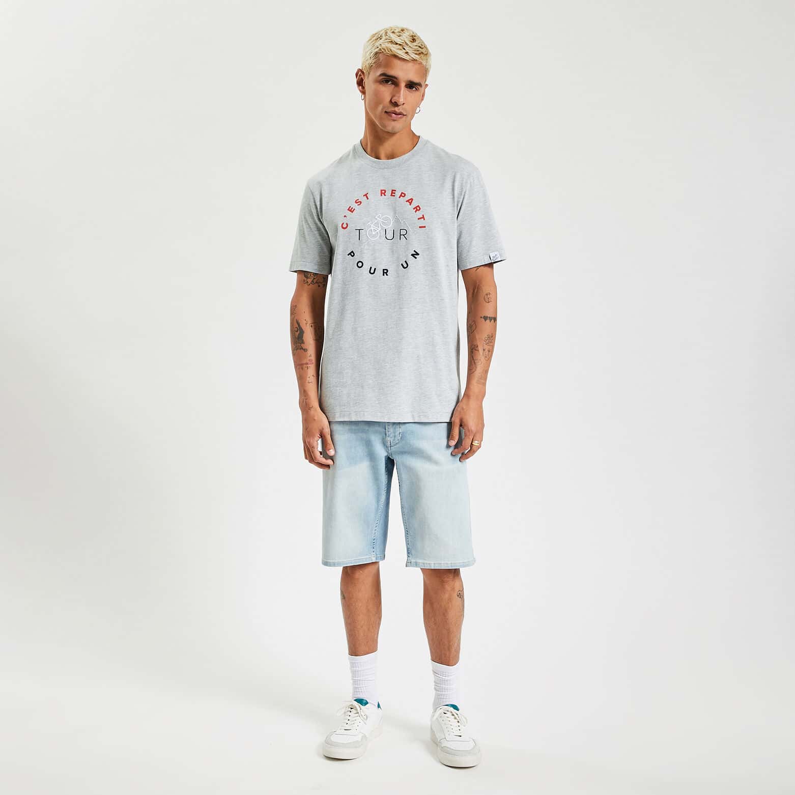 Tee shirt col rond licence Tour de France Gris moyen