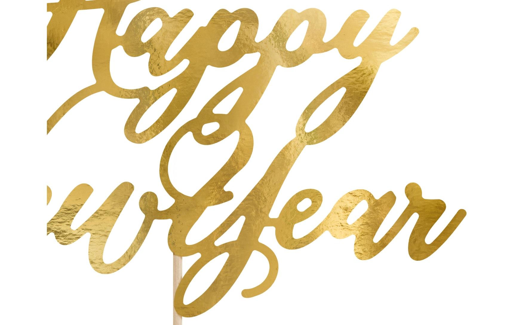 Kuchen-Topper Happy New Year 1 Stück, GoldGoldfarbener Tortenaufsatz