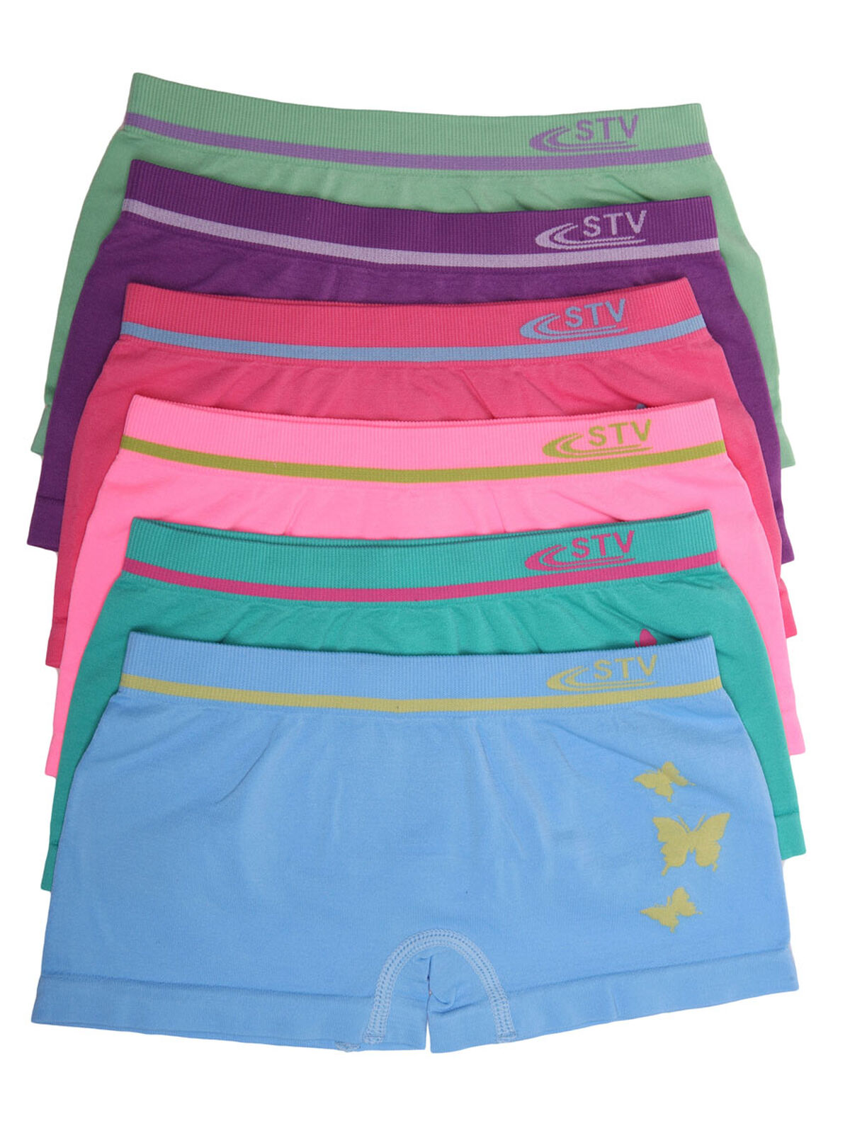 Lot de 6 boxers filles pastelles- Multicolore