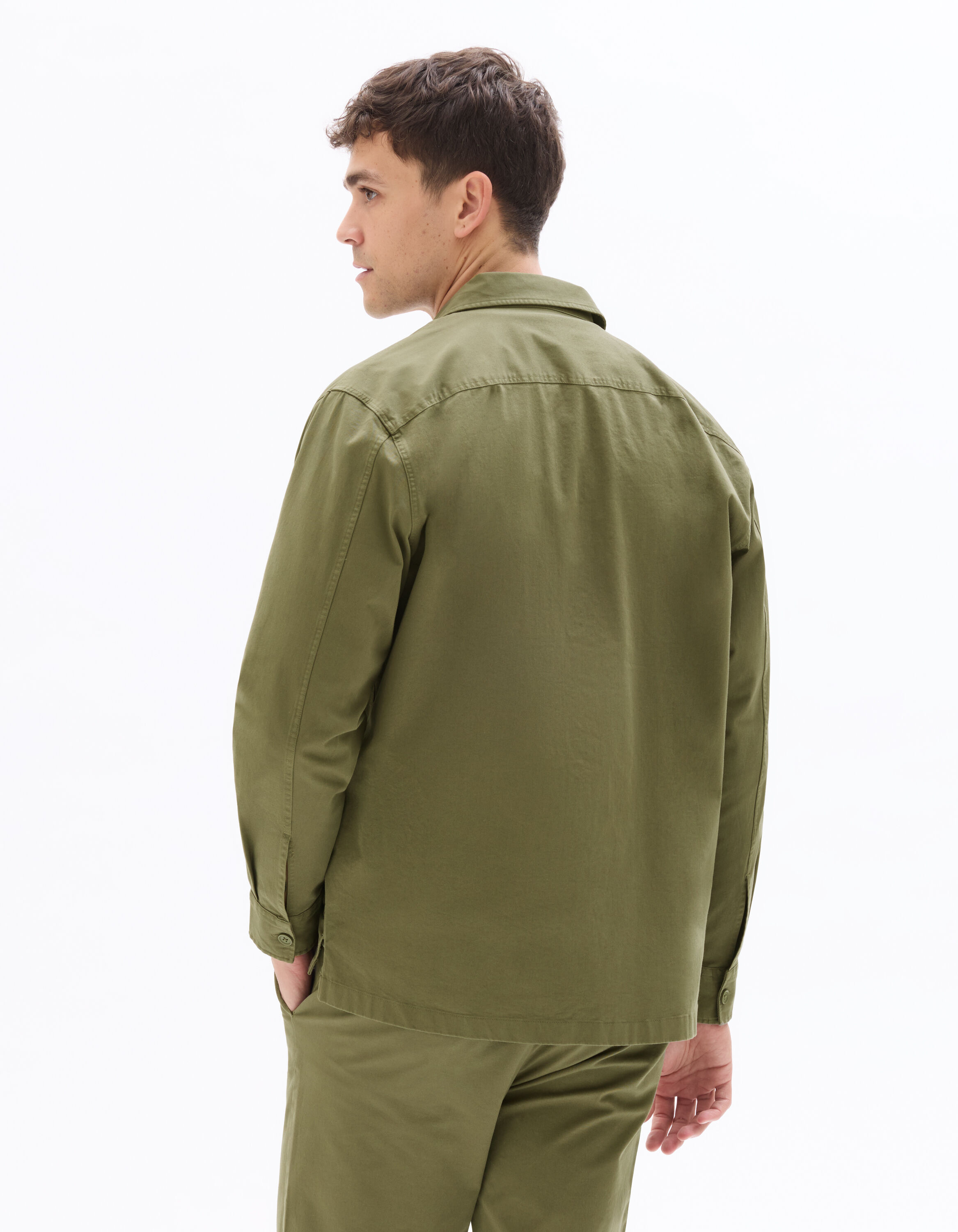 Surchemise overshirt zippée unie - vert