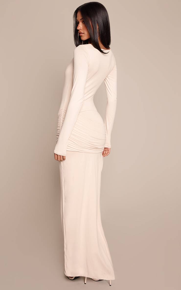 Crème Robe Longue Grande Taille À Col Bateau Toucher Doux Avec Détail Cache-cœur