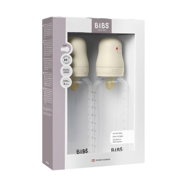 Bibs Fles - Medium Flow - 2 Stuks - 270 ml - Latex - Ivory