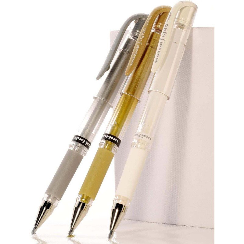 Stylo roller Uni Ball Signo Broad écriture large pointe 1 mm blanc