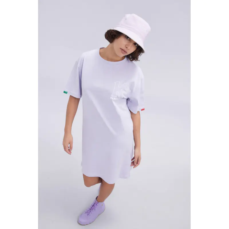 ORGANIC BIG K TSHIRT DRESS LILA ROBE Coton biologique Femme