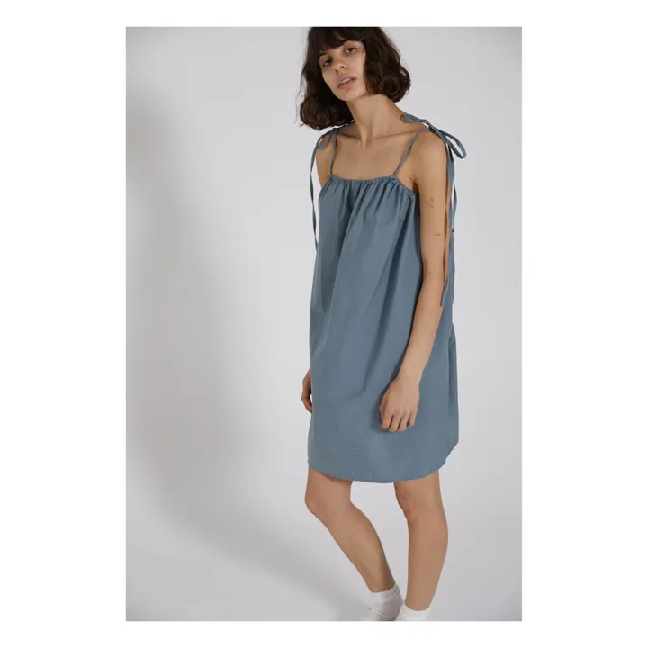 Deiji Studios Robe The Halter Rayures Coton Bio | Bleu Vert