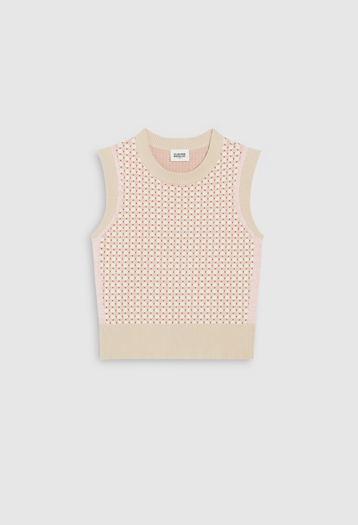 Pull sans manche &agrave; motifs