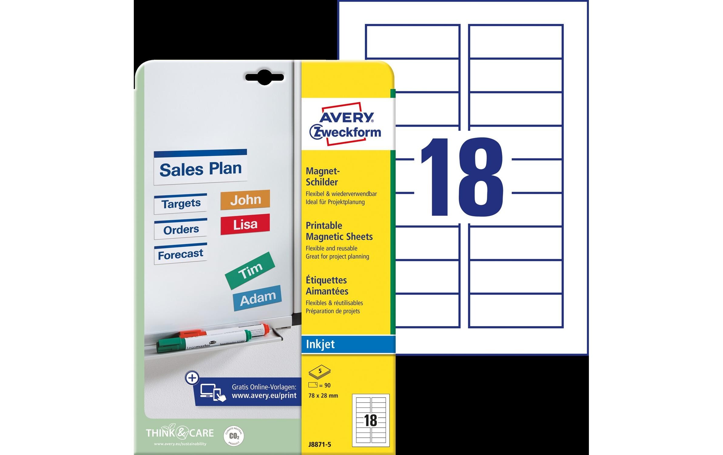 Magnet-Schilder 78 x 28 mm, 5 BlattMagnetische Schilder für White Boards
