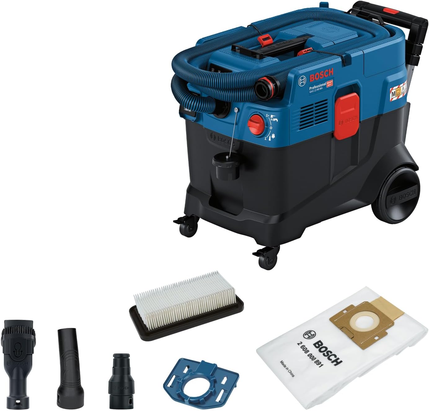 Bosch Professional Allessauger Gas 12-40 MA (1200 W, automatische Filterreinigung (AFC), inkl. Hauptfilter, Schlauch, Kombi-Werkzeugadapter, Kombi-Bürstendüse)