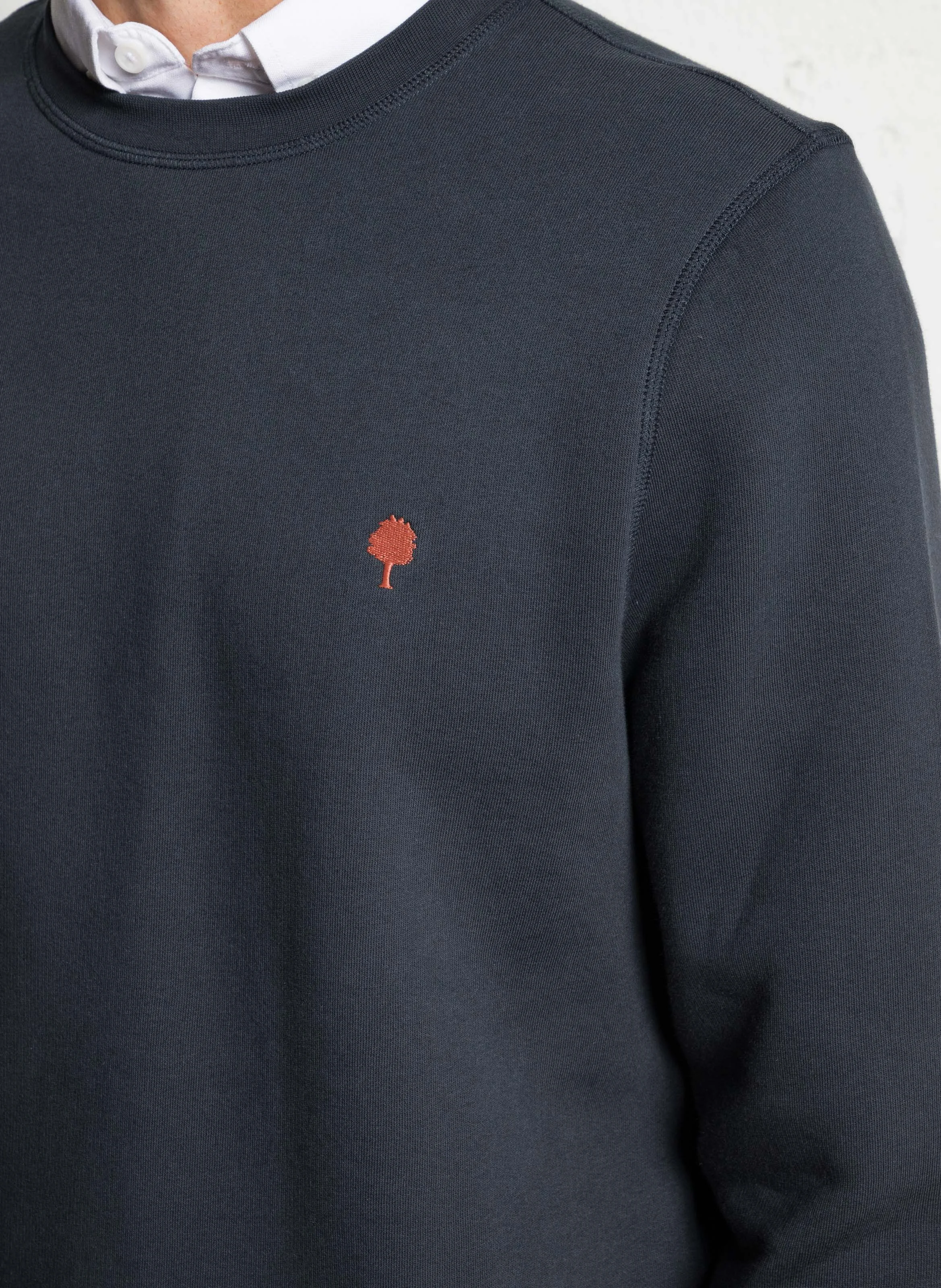 DONZY - Sweat droit col rond en coton mélangé | Bleu