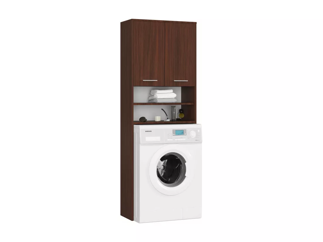 meuble machine a laver 2 portes marron 4 étagères 64x30x180 cm