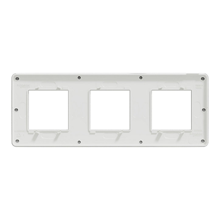 Plaque de finition triple Schneider Electric Unica Déco aluminium blanc