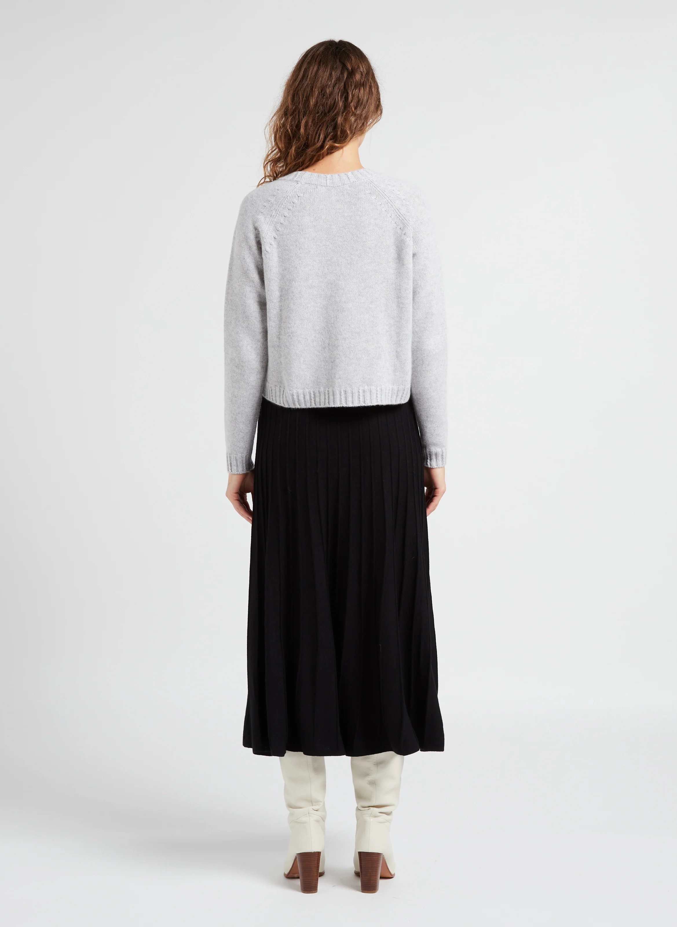CLAPAM - Gilet court col V en cachemire | Gris