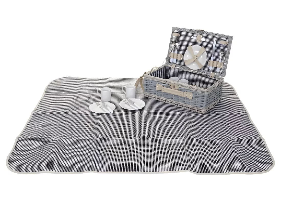 Panier pique-nique noir et verre blanche DIV04016