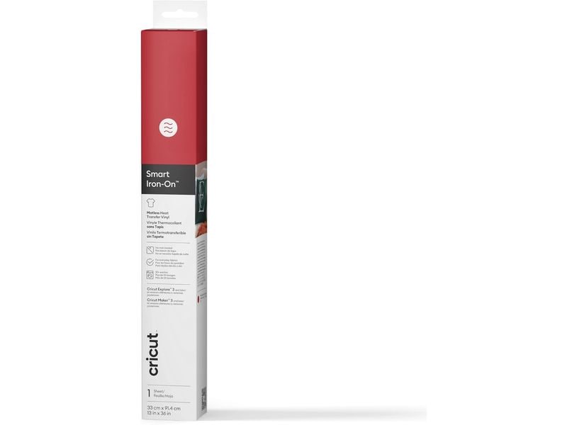Cricut Aufbügelfolie Smart Iron-On 33 x 91.4 cm, Rot Hitzebeständige Vinylrolle