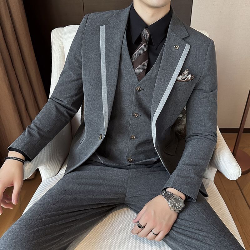 Deepwood - Set: Reversblazer + Vest met knopen + Pantalon