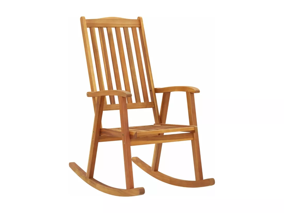 Chaise à bascule avec coussins Bois d'acacia massif 27