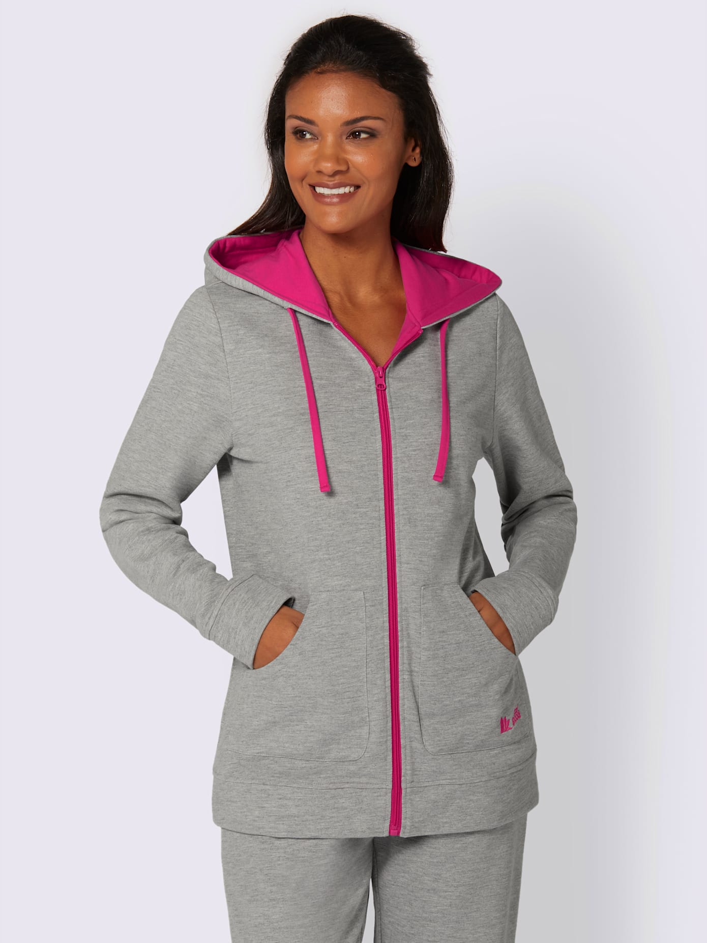 Sweat chiné détails contrastés avec capuche
