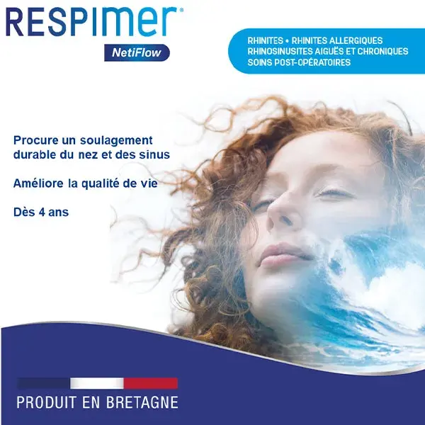 Refil Respimer Netiflow para Irrigação Nasal, Água do Mar para Nariz e Seios Nasais, 16 Sachês