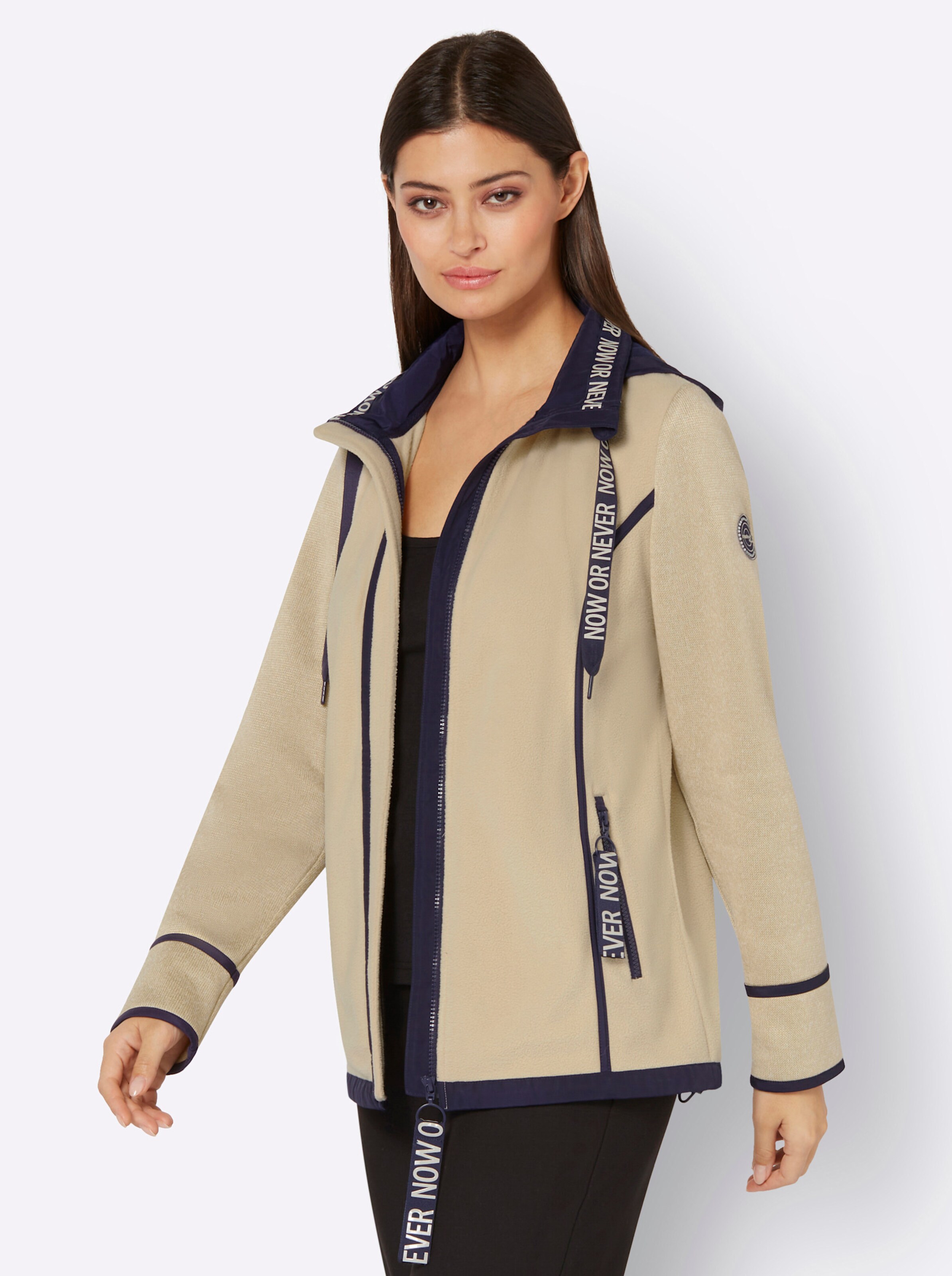 Fleece-Jacke in sand-marine
