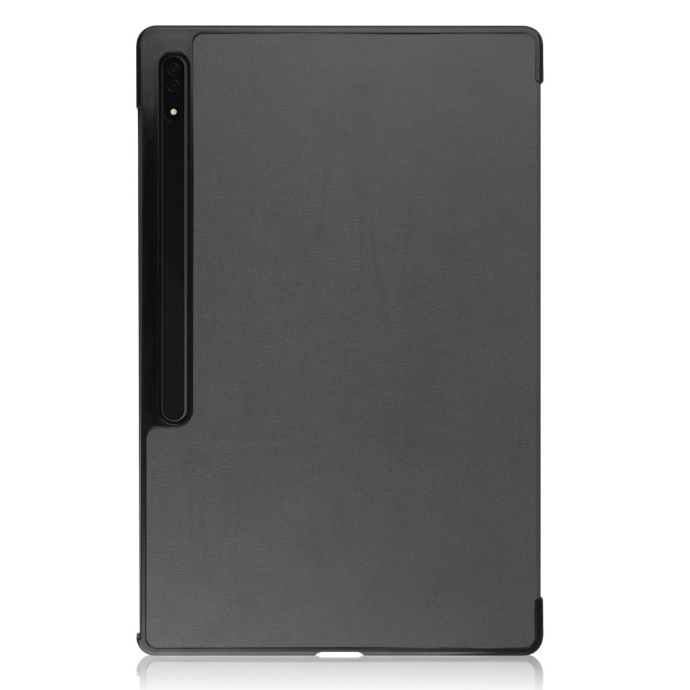 Samsung Galaxy Tab S10 Ultra Flipcase Hülle Ledertasche mit Aufstellfunktion Litchi Look   S-Pen Halterung - Grau
