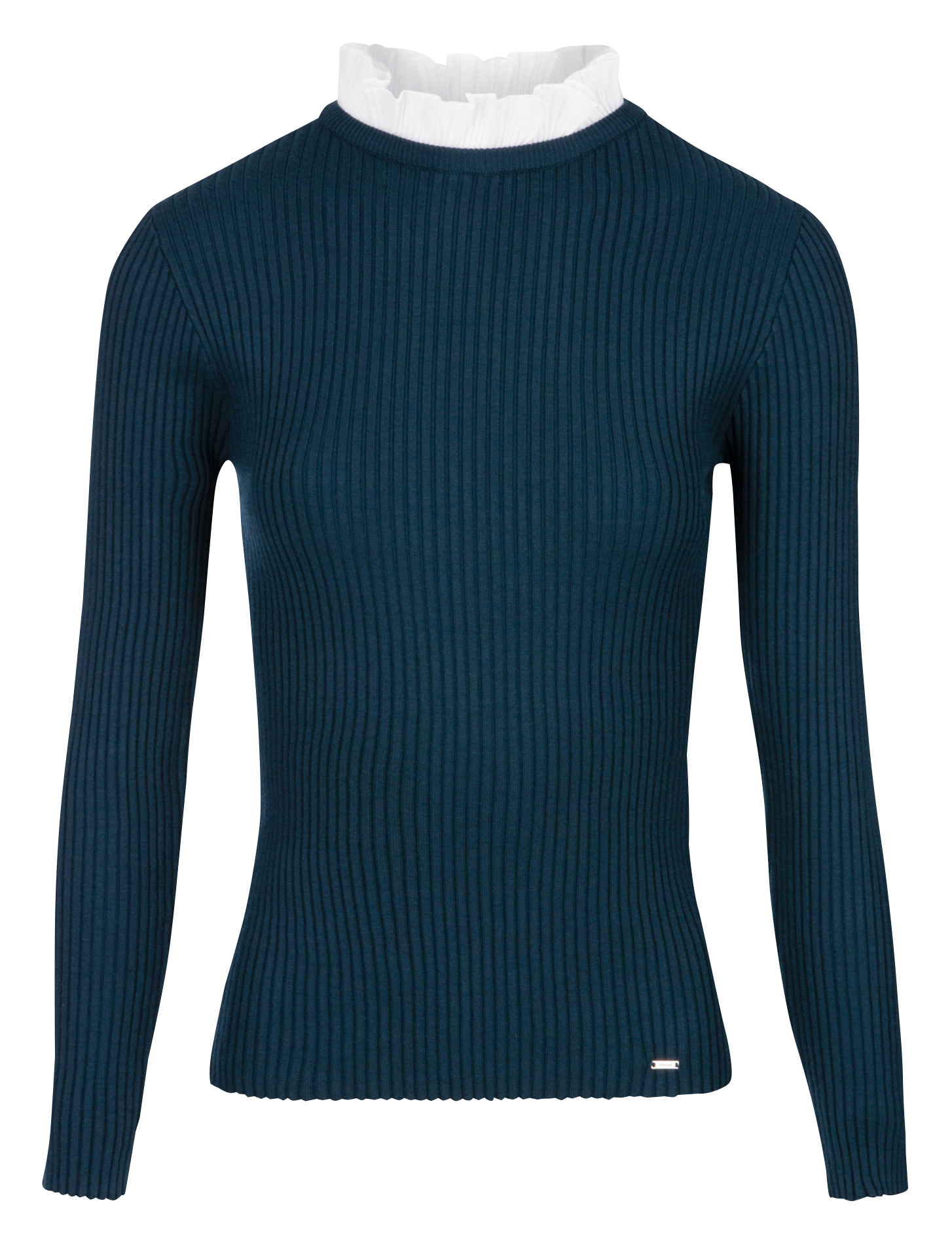 Pull col montant en maille côtelée | Vert