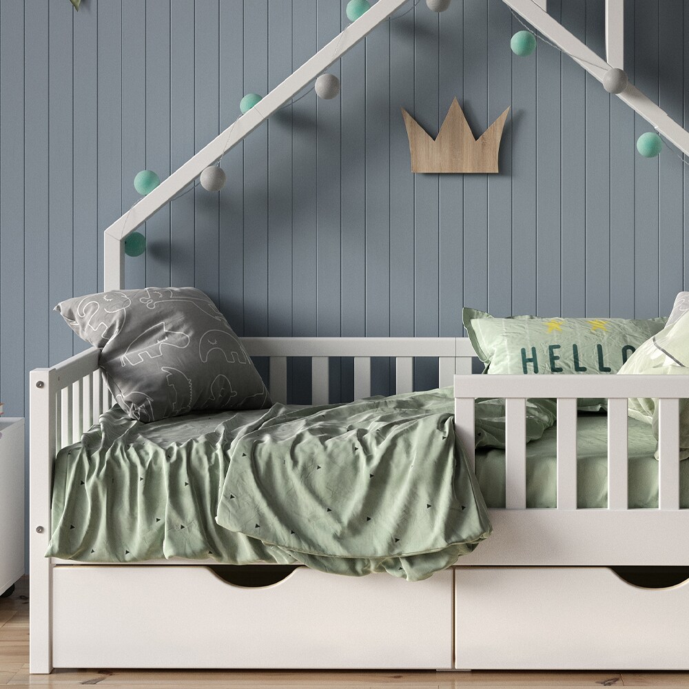 VitaliSpa Hausbett Kinderbett Spielbett Noemi 80x160cm Schubladen Rausfallschutz
