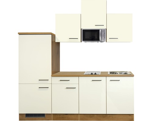 Flex Well keukenblok met apparatuur Vintea 210 cm magnolia mat gedemonteerd, omkeerbare uitvoering 00011826