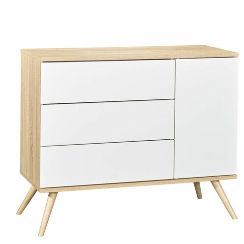 Commode 1 porte et 3 tiroirs blancs SEVENTIES - SAUTHON