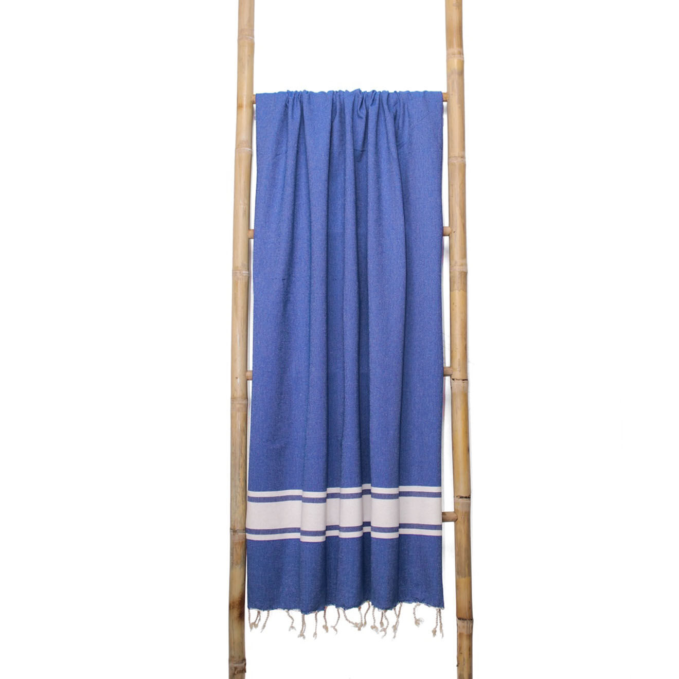 Febronie Fouta Famiglia XXL St Tropez Rayure Classique bleu grec - 200x200 cm
