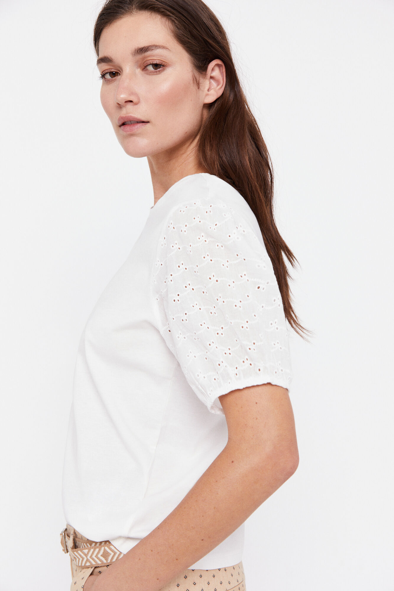 Camiseta com mangas bufantes - Branca