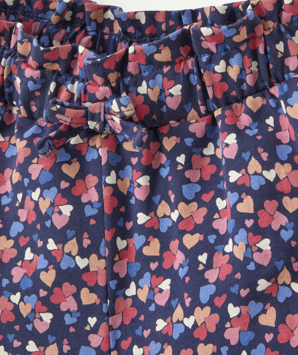 SHORT BÉBÉ FILLE EN COTON BIOLOGIQUE BLEU MARINE IMPRIMÉ COEURS