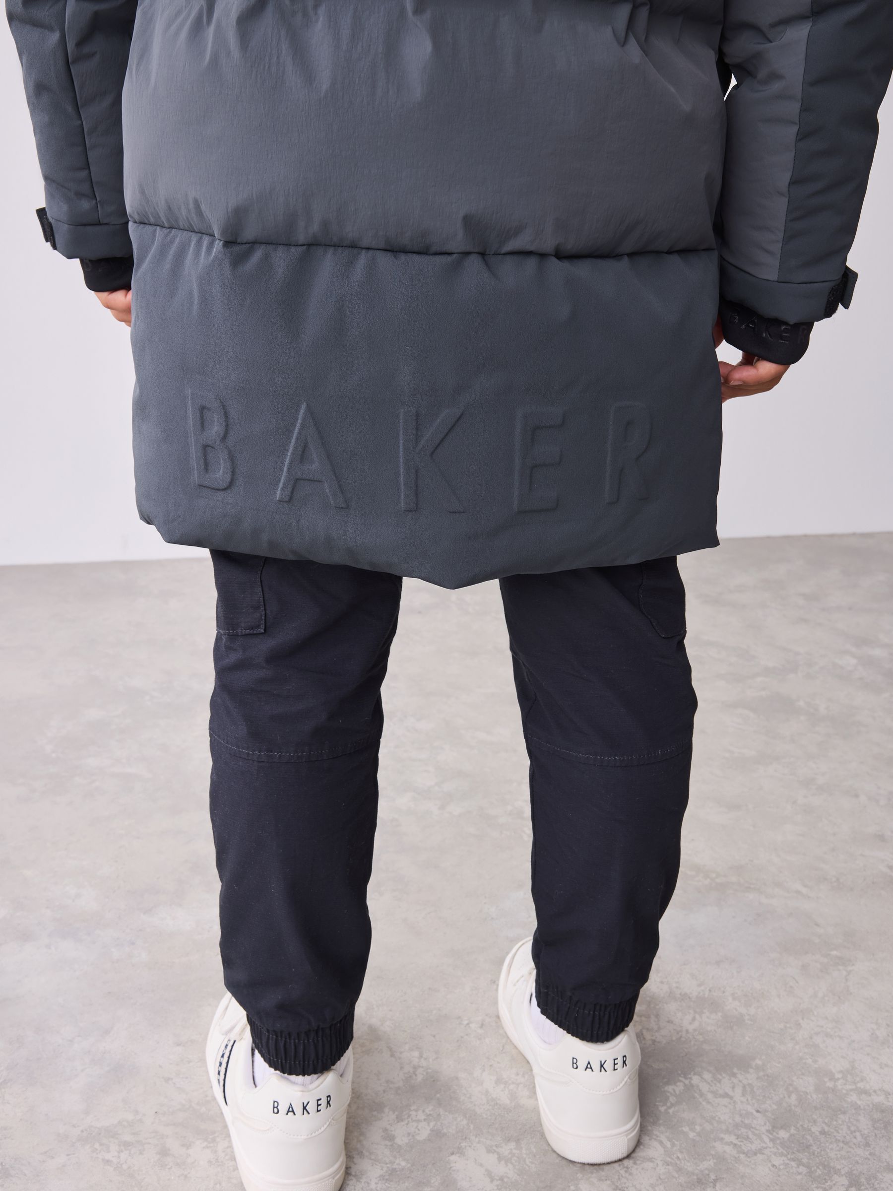 Antraciet - Baker By Ted Baker regenbestendige gewateerde lange jas