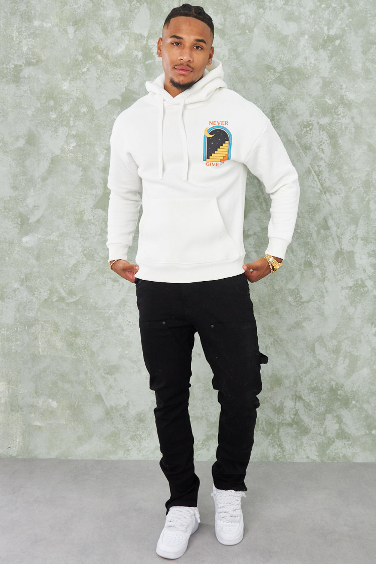 Sweat blanc à capuche 