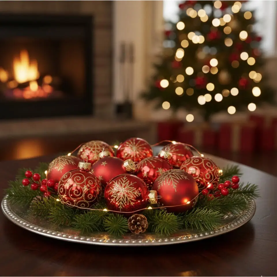 Othmar Decorations kerstballen - luxe - 12x - rood -7,5 cm -glas