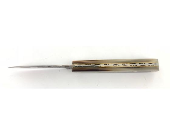 Rouennais 11 cm - Corne Blonde - Guilloché Couteau de Poche PassionFrance
