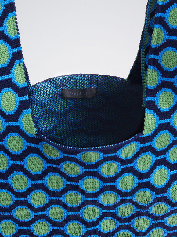 Sacola de compras em jacquard - Azul