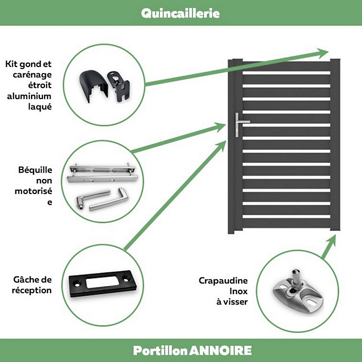 Portillon Jardimat battant aluminium Audelange noir - 100 x h.164 cm