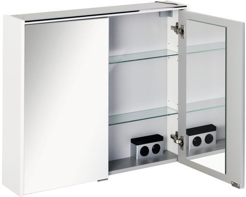 FACKELMANN Denver spiegelkast, 80 x 16 x 68,5 cm, wit, 2-deurs, LED, IP20
