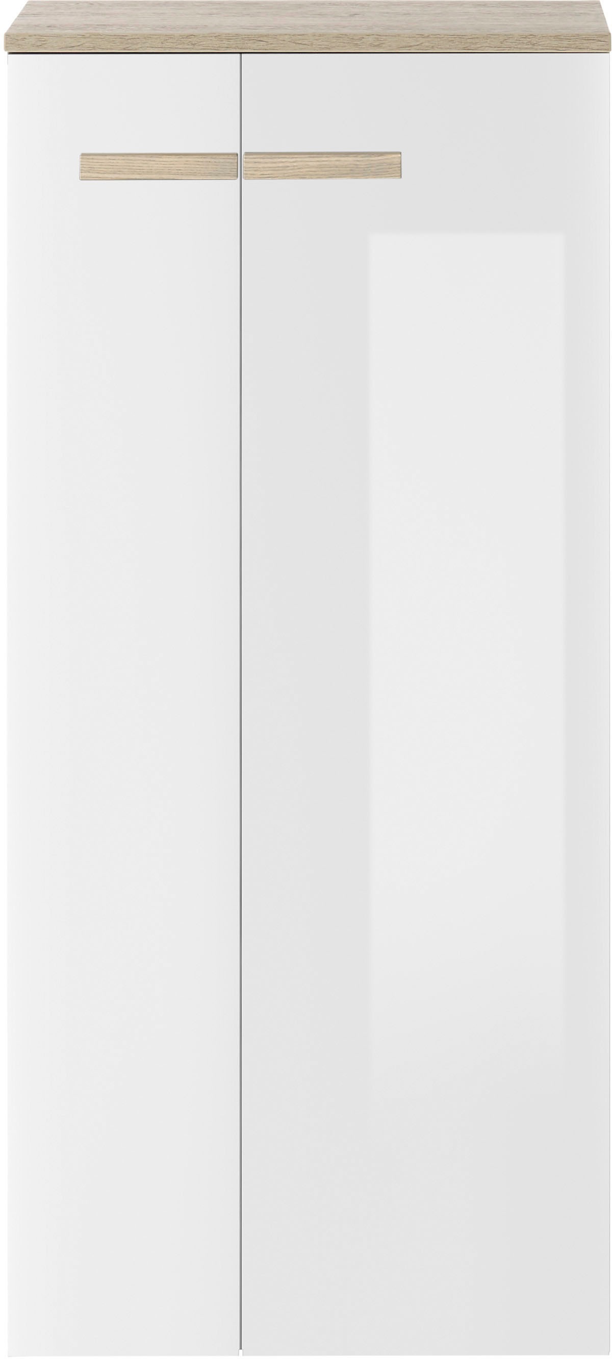 PLACES OF STYLE Midischrank »SOLiD, Badschrank im modernen Design, Schrank mit Holzgriffen« in zwei Farben verfügbar, mit Stauraum, stehend o. hängend montierbar