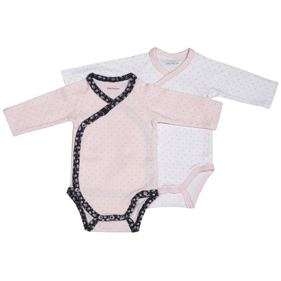 Miss Fleur de Lune lot de 2 bodies   Blanc Rose        de               Sauthon Baby's Sweet Home