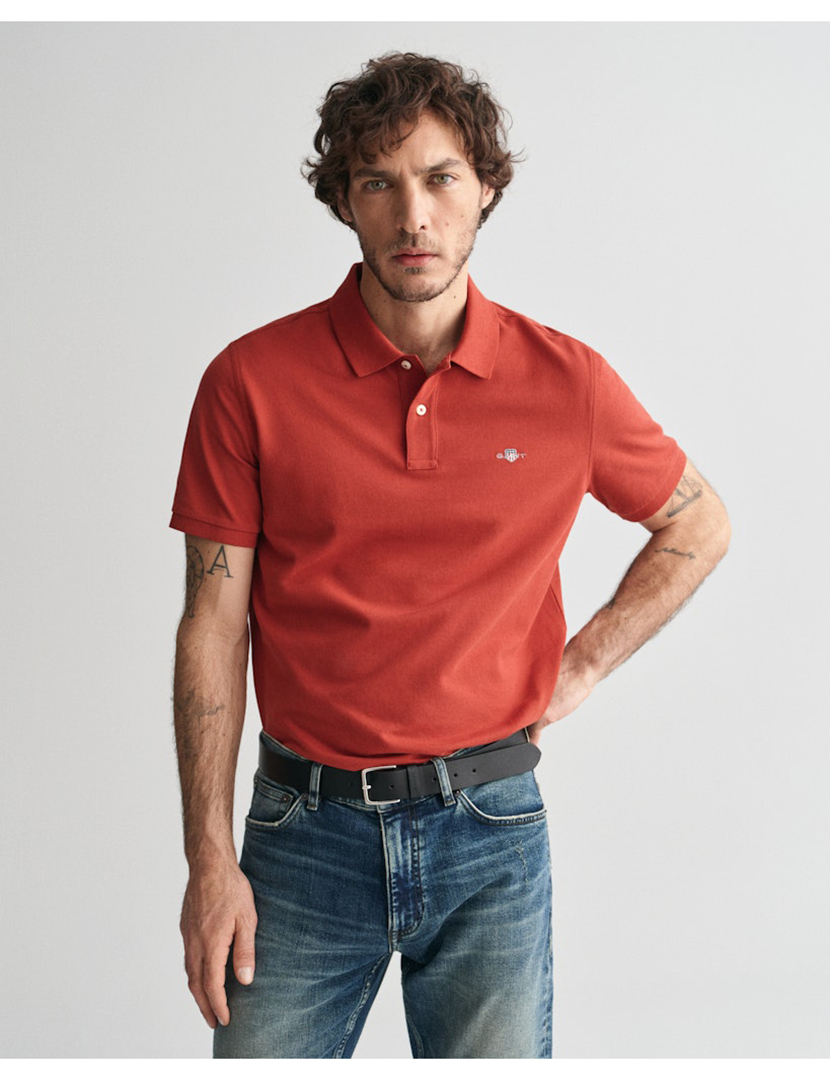 Regular Fit Shield Piqué Polo Red