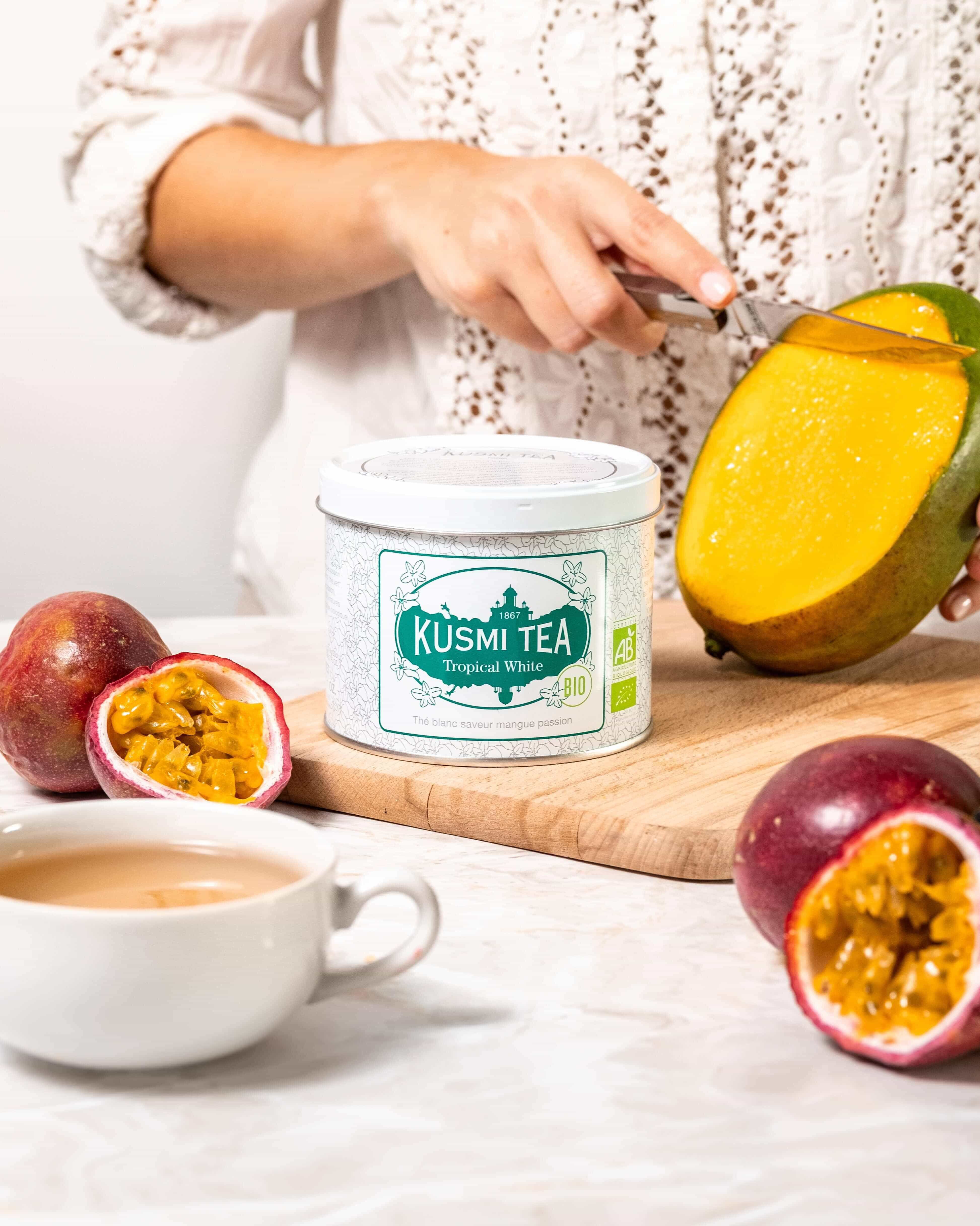Tropical White-Thé blanc bio, mangue, passion Boîte 90 g