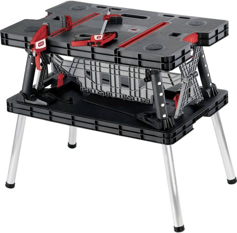 Keter - Opvouwbare Werktafel - Zwart - 2 Lijmklemmen - 91x55,5x75,5cm