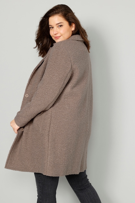 Kurzmantel, Straight Fit, Bouclé, Revers, Langarm