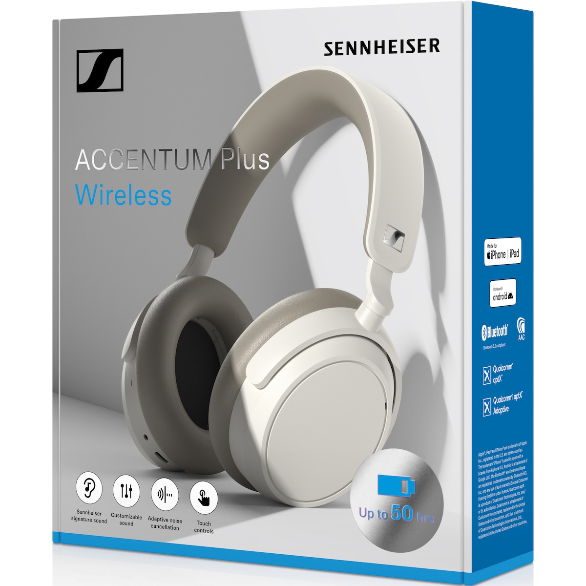 Sennheiser Accentum Plus trådløse around-ear hodetelefoner (hvit)