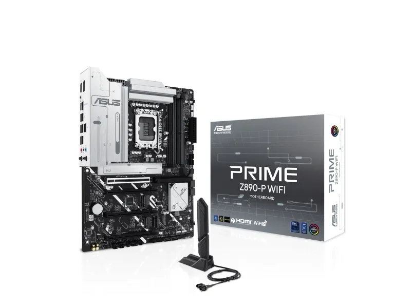 ASUS PRIME Z890-P WIFI - Bundkort - ATX - LGA1851 sokkel - Z890 Chipset - USB4, USB 3.2 Gen 2, USB 3.2 Gen 1, USB-C 3.2 Gen 1 - Wi-Fi 7, Bluetooth, 2.5 Gigabit LAN - onboard grafik (CPU påkrævet) - HD Audio (8-kanaler)